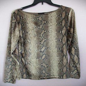 NATORI Snakeskin Style Pullover Gold/Brown Top Medium to Large
